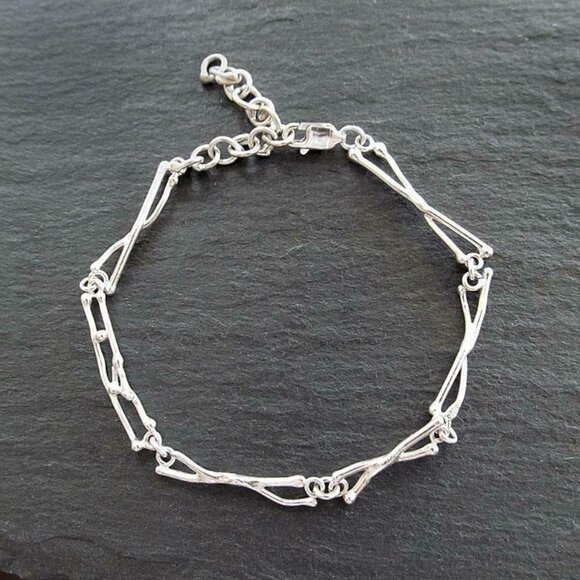 Argentium sterling silver Twig Link Bracelet - Picture 2 of 4